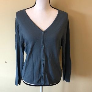 Liz Claiborne blue button up top long sleeve size L large